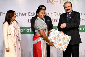 Chairman of the Prime Minister's Youth Program (PMYP), Rana Mashhood Ahmed Khan presenting souvenir and gift to the delegates during a dinner night in honour of the foreign delegates attending the Commonwealth Asia Youth Alliance (CAYA) Summit 2025, hosted by The Higher Education Commission (HEC) of Pakistan at HEC.