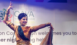 An artist performs during a dinner night in honour of the foreign delegates attending the Commonwealth Asia Youth Alliance (CAYA) Summit 2025, hosted by The Higher Education Commission (HEC) of Pakistan at HEC.