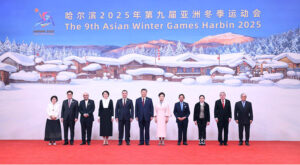 President Asif Ali Zardari in a group photo with the Heads of States/Governments attending the Opening Ceremony of the 9th Asian Winter Games 2025