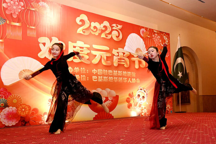 Artists performing in a celebration event for the Chinese New Year, especially for the Lantern Festival at Local hotel