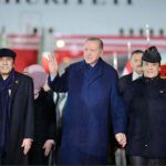 President Asif Ali Zardari accompanied by Prime Minister Muhammad Shehbaz Sharif welcoming the Turkish President Recep Tayyip Erdogan at Nur Khan Airbase