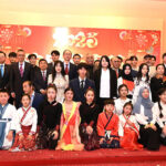 Charge d'affaires of Chinese Embassy H.E. Mr. Shi Yuanqiang in a group photograph with participants in a celebration event for the Chinese New Year, especially for the Lantern Festival at Local hotel