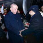 President Asif Ali Zardari welcoming the Turkish President Recep Tayyip Erdoğan, upon his arrival at Nur Khan Airbase. Turkish First Lady, Mrs. Emine Erdogan, and First Lady of Pakistan, Ms. Aseefa Bhutto Zardari are also present