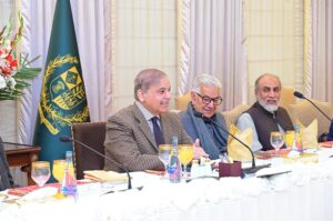Prime Minister Muhammad Shehbaz Sharif addresses a breakfast session with the newly inducted members of the Federal Cabinet.