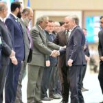 Prime Minister Muhammad Shehbaz Sharif and President of Uzbekistan H.E. Shavkat Mirziyoyev introducing their respective delegations at the official welcoming ceremony held at Congress Centre Tashkent