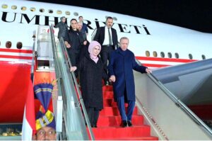 President of Turkiye H.E. Recep Tayyip Erdogan along Turkish First Lady, Mrs. Emine Erdogan arrives for his two day official visit of Pakistan