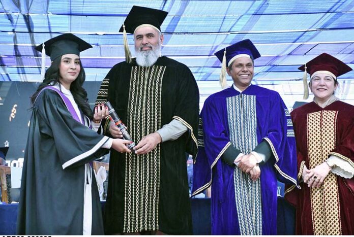 Vice Chancellor of LUMHS Prof. Dr. Ikram Din Ujjan awarding degrees among the successful students during 20th Annual Convocation of Liaquat University of Medical and Health Sciences