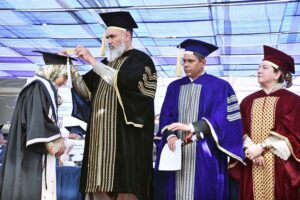 Vice Chancellor of LUMHS Prof. Dr. Ikram Din Ujjan awarding degrees among the successful students during 20th Annual Convocation of Liaquat University of Medical and Health Sciences