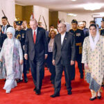 President of Turkiye, Mr. Recep Tayyip Erdogan, and First Lady of Turkiye, Mrs. Emine Erdogan, being welcomed by President Asif Ali Zardari and First Lady of Pakistan, Ms. Aseefa Bhutto Zardari, at Aiwan-e-Sadr