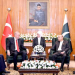 President Asif Ali Zardari in a meeting with the President of Turkiye, Mr. Recep Tayyip Erdogan, at Aiwan-e-Sadr