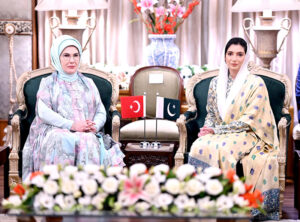 First Lady of Pakistan Ms. Aseefa Bhutto Zardari meeting the First Lady of Turkiye, Mrs. Emine Erdogan, at Aiwan-e-Sadr