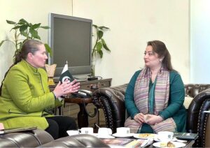 Ms. Valerie Hickey, Global Director for Climate Change at the World Bank meeting with Coordinator to the Prime Minister on Climate Change and Environmental Coordination, Ms. Romina Khurshid Alam.