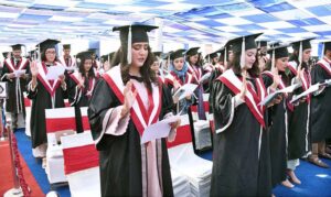 Vice Chancellor of LUMHS Prof. Dr. Ikram Din Ujjan awarding degrees among the successful students during 20th Annual Convocation of Liaquat University of Medical and Health Sciences