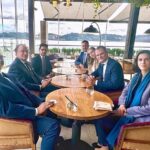 Federal Minister for Finance and Revenue Senator Muhammad Aurangzeb meeting with Mr. Hamish Falconer, British Parliamentary Undersecretary of State for Middle East, Pakistan and Afghanistan