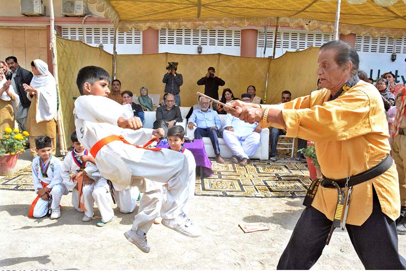 Students performing their skills during Annual Sports Gala of Aisha Bawani Academy