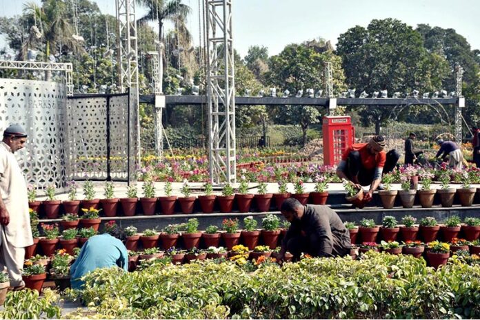 PHA staff hard at work, ensuring Jillani Park is a floral paradise for the Spring Extravaganza