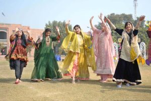 Students are participating in the Chati Race during annual sports event at Multan Public School.
