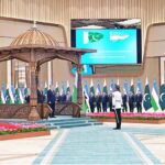 Prime Minister Muhammad Shehbaz Sharif being presented a Guard of Honor at Congress Centre Tashkent