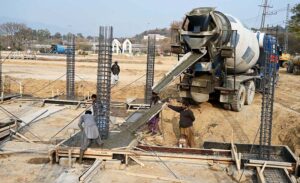 Heavy machinery at work as the Capital Development Authority (CDA) constructs a charging station at H-8, as part of a project to expand the city’s electric bus network