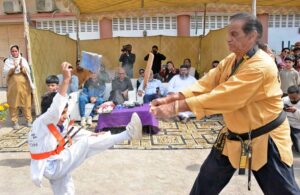 Students performing their skills during Annual Sports Gala of Aisha Bawani Academy