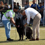 People along with their dogs participating in a two-day dog show at Jilani Park