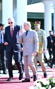 Prime Minister Muhammad Shehbaz Sharif welcomes the President of Turkiye H.E. Recep Tayyip Erdogan at PM House