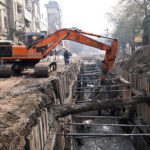 Labourers use heavy machinery at Naba Road as part of a major development project in the Provincial Capital