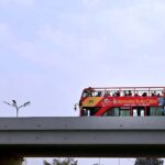 A view of double-decker tour bus service which start from Rawalpindi towards Islamabad for people to visit Faisal Mosque, Daman-e-Koh, Saidpur Village, Parliament House, the Supreme Court, Lok Virsa and the National Museum and other tourist places of Federal Capital