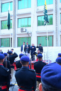 Prime Minister Muhammad Shehbaz Sharif receives guard of honor upon his arrival at AJK Legislative Assembly.
