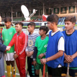 Prime Minister Youth Program Chairman Rana Mashhood Ahmed Khan meets with young hockey players at the Hockey Stadium