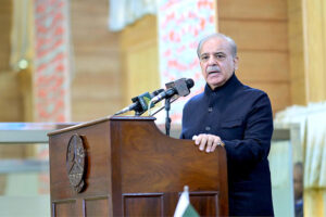 Prime Minister Muhammad Shehbaz Sharif addresses the AJK Legislative Assembly on Kashmir Solidarity Day.