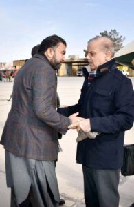 Chief Minister Balochistan Sarfraz Bugti received Prime Minister Muhammad Shehbaz Sharif upon his arrival.