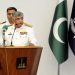 Chief of the Naval Staff (CNS) Admiral Naveed Ashraf NI (M) T Bt delivering welcome address during the AMAN Dialogue 2025 'Secure Seas - Prosperous Future