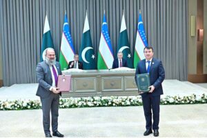 Prime Minister Muhammad Shehbaz Sharif and President of Uzbekistan witnessing the MOUs and Agreements exchange ceremony between Pakistan and Uzbekistan in various sectors.