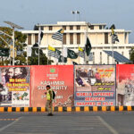Banners displayed at Front of Parliament House in connection with 5th February Kashmir Solidarity day