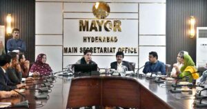 Chairperson Benazir Income Support Program (BISP), Senator Rubina Khalid addressing to elected representatives of local government at Mayer Main Secretariat office.