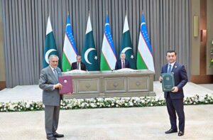 Prime Minister Muhammad Shehbaz Sharif and President of Uzbekistan witnessing the MOUs and Agreements exchange ceremony between Pakistan and Uzbekistan in various sectors.