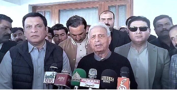 Rana Tanveer Hussain, Federal Minister for Industries and Production, holds a media talk