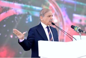 Prime Minister Muhammad Shehbaz Sharif addresses the ceremony of operationalization of the Recep Tayyip Erdogan Interchange.