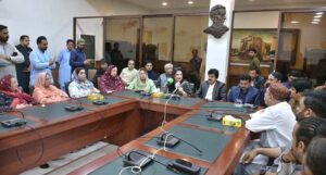 Chairperson Benazir Income Support Program (BISP), Senator Rubina Khalid addressing to elected representatives of local government at Mayer Main Secretariat office.