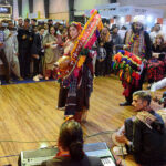 Folk singer Taj Mastani presenting her performance at the PIA stall during the third day of Pakistan Travel Mart at the Expo Center