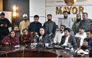 Chairperson Benazir Income Support Program (BISP), Senator Rubina Khalid addressing to elected representatives of local government at Mayer Main Secretariat office.