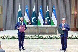 Prime Minister Muhammad Shehbaz Sharif and President of Uzbekistan witnessing the MOUs and Agreements exchange ceremony between Pakistan and Uzbekistan in various sectors.