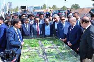 Prime Minister Muhammad Shehbaz Sharif receives briefing regarding the construction of Recep Tayyip Erdogan Interchange.