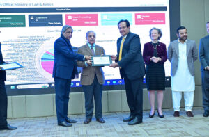 Prime Minister Muhammad Shehbaz Sharif presents certificates of appreciation to the professionals who aided the development of Case Assignment and Management System.