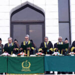 Hon'ble Mr. Justice Yahya Afridi, Chief Justice of Pakistan administering the oath of offices to Mr. Justice Muhammad Hashim Khan Kakar, Chief Justice, High Court of Balochistan, Mr.Justice Muhammad Shafi Siddiqui, Chief Justice High Court of Sindh, Mr. Justice
