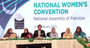 Speaker National Assembly Sardar Ayaz Sadiq addressing the participants of launch of Pakistan Women Leaders & Convention on National Women's Day at Parliament House.