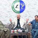 Political Secretary to PPP Chairman, MPA Jameel Ahmed Soomro addressing a press conference at Press Club
