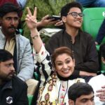 Spectators enjoy while watching first match of the Tri-Nation Series played between Pakistan and New Zealand cricket teams at Gaddafi Stadium