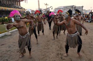Participants showcase various performances during the inaugural ceremony of the National Horse and Cattle Show at Fortress Stadium